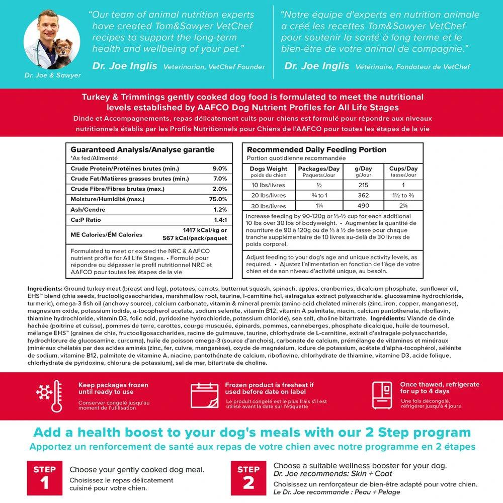 Tom&Sawyer VetChef's Turkey & Trimmings Gently-Cooked Frozen Meal for Dogs 272g by Tom Sawyer