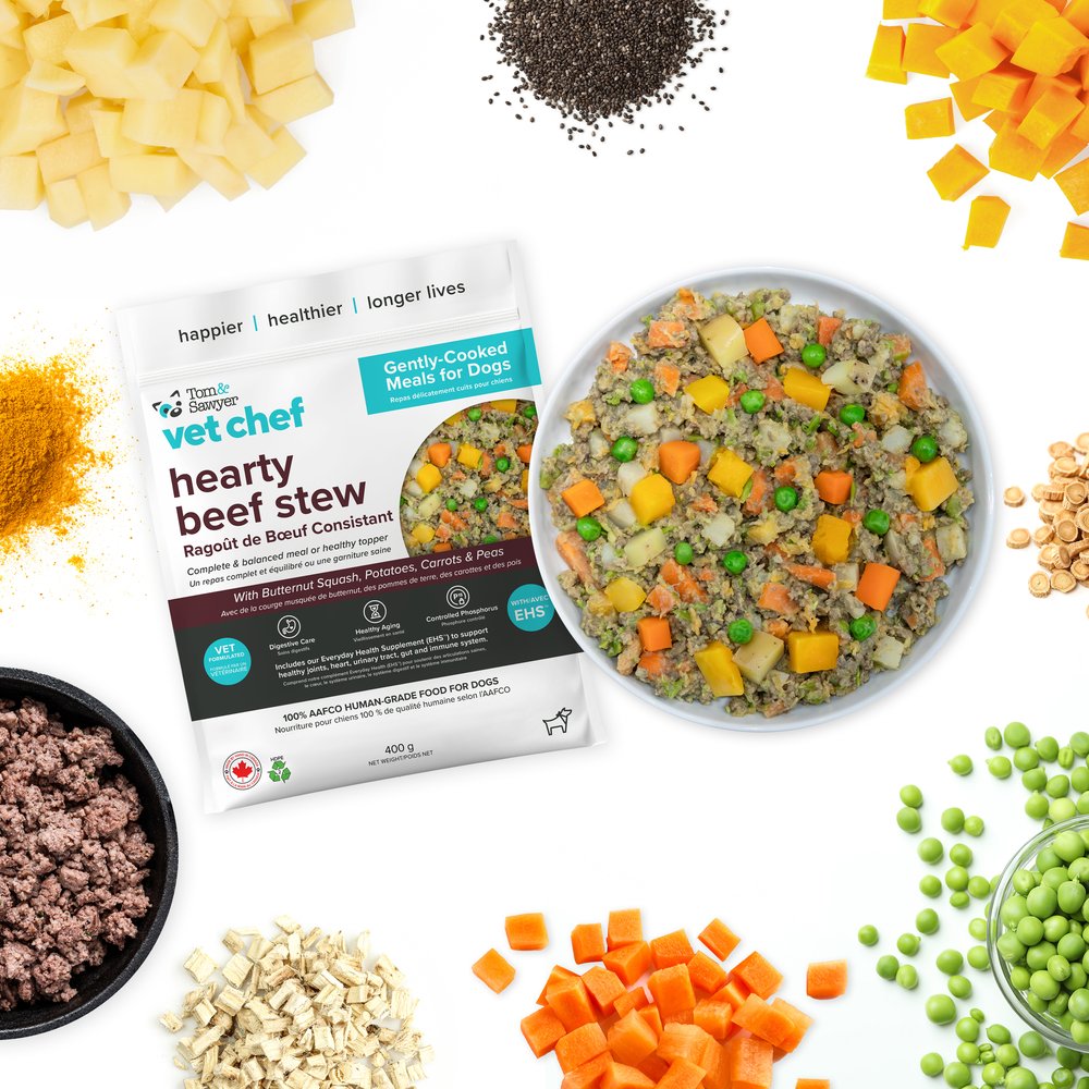 Tom&Sawyer VetChef's Hearty Beef Stew Gently-Cooked Frozen Meal for Dogs 272g