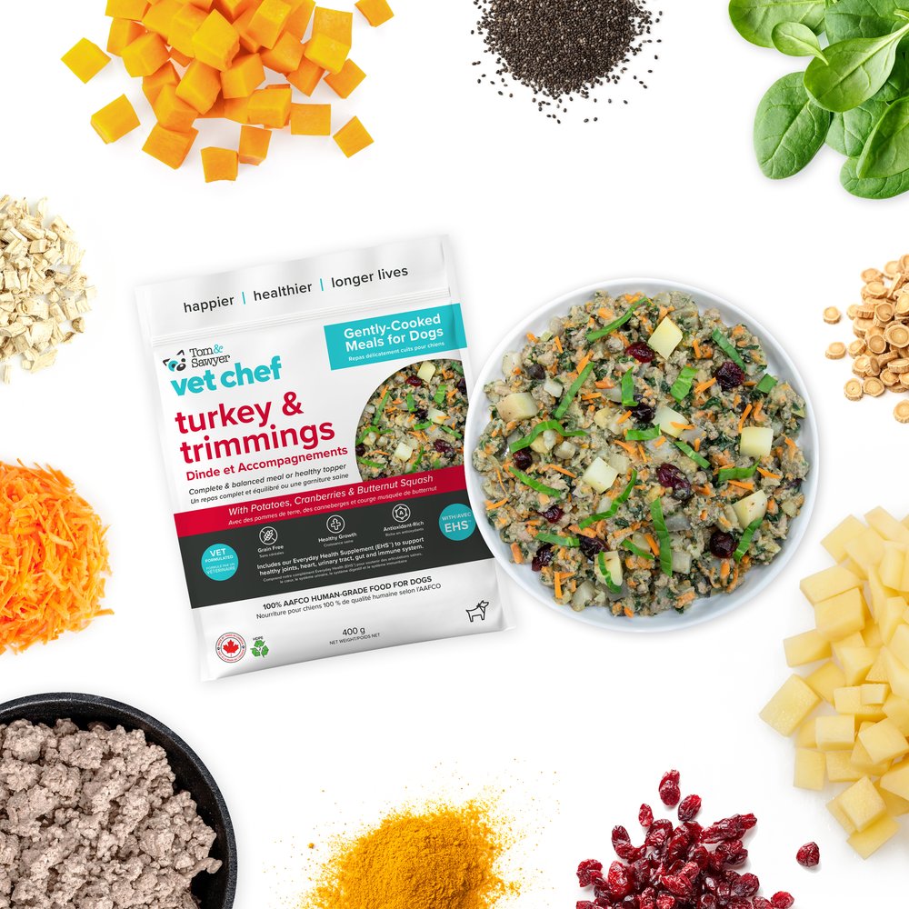 Tom&Sawyer VetChef's Turkey & Trimmings Gently-Cooked Frozen Meal for Dogs 272g