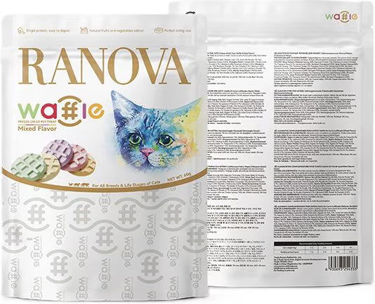 Ranova Freeze-Dried Chicken & Liver Waffle Treats for Dogs & Cats 60g