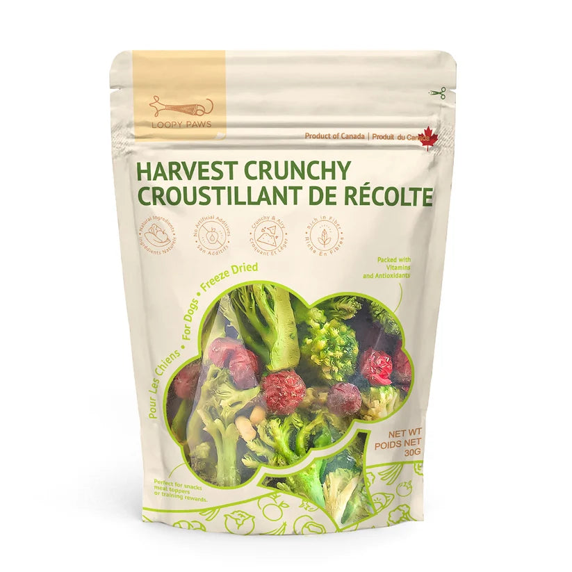 Loopy Paws Harvest Crunchy Broccoli Mixed 30g, Freezed Dired Treats for Dogs & Cats