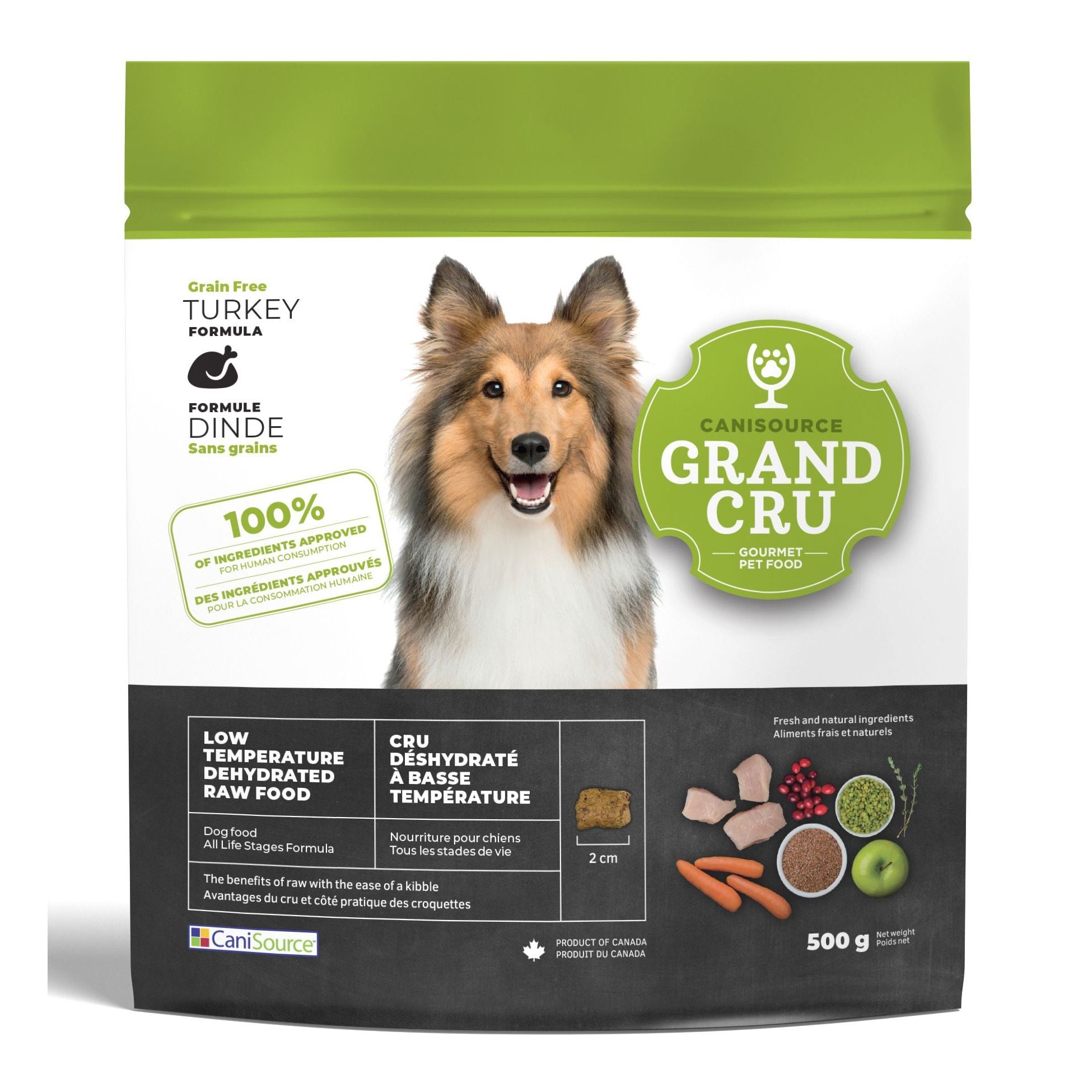 Canisource Grand Cru Low Temperature Dehydrated Raw Grain Free Turkey Formula Dog Food 500g