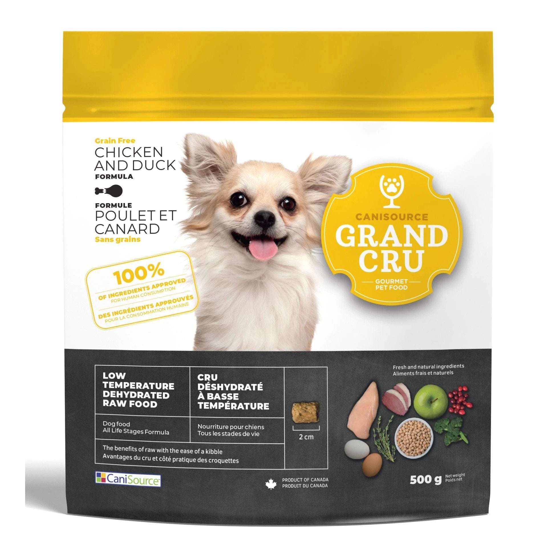 Canisource Grand Cru Low Temperature Dehydrated Raw Grain Free Chicken & Duck Formula Dog Food 500g by Canisource