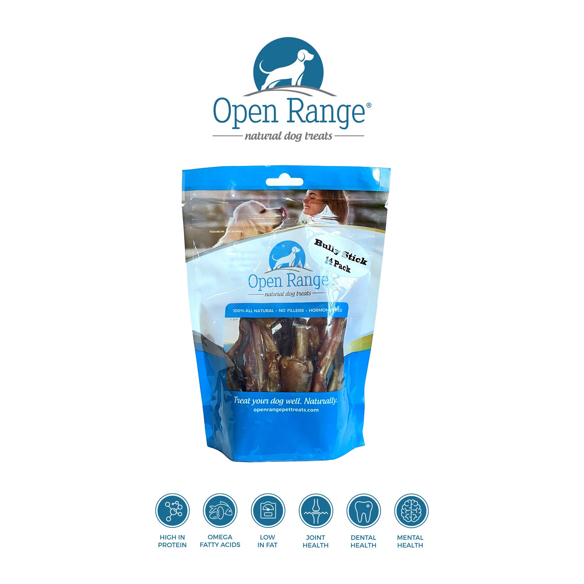 Open Range Bully Stick Ends Dog 14pc 4-6''