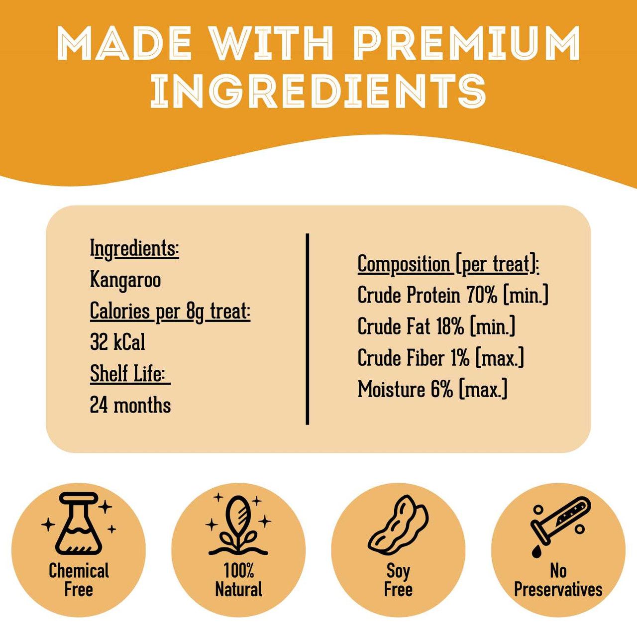 The Granville Island G'Day Mate! Premium Dehydrated Kangaroo Treats for Cats and Dog 85g