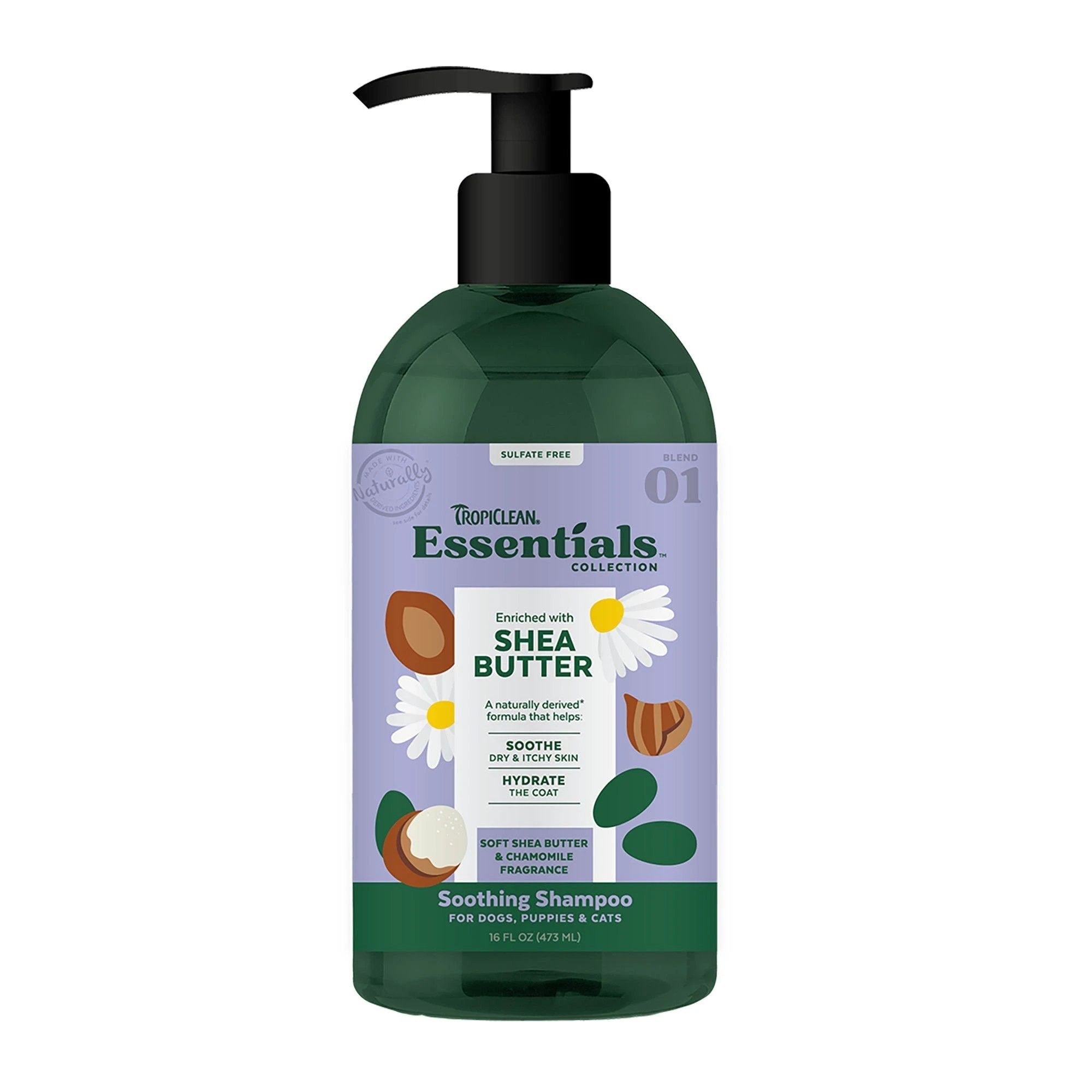TropiClean Essentials Shea Butter & Chamomile Shampoo (Puppy, Dog & Cat) by TropiClean