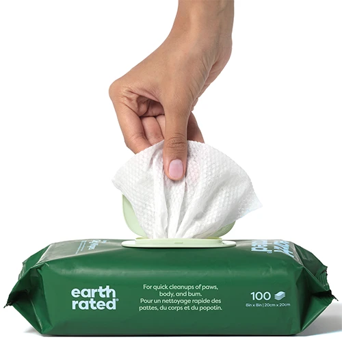 Lingettes nettoyantes Earth Rated® au thé blanc et au basilic (100 unités)