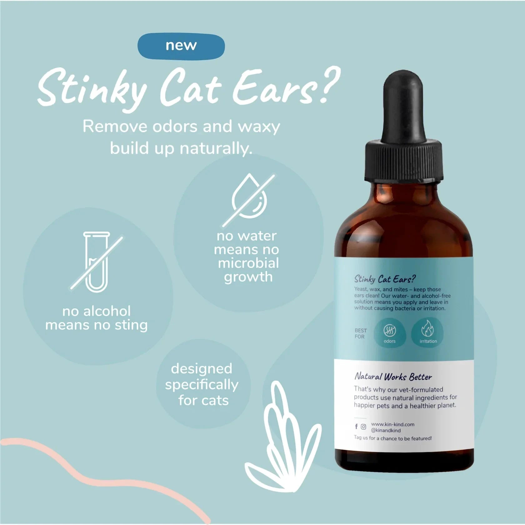 Kin&Kind - Natural Kitty Ear Cleaner 4oz by Kin+Kind
