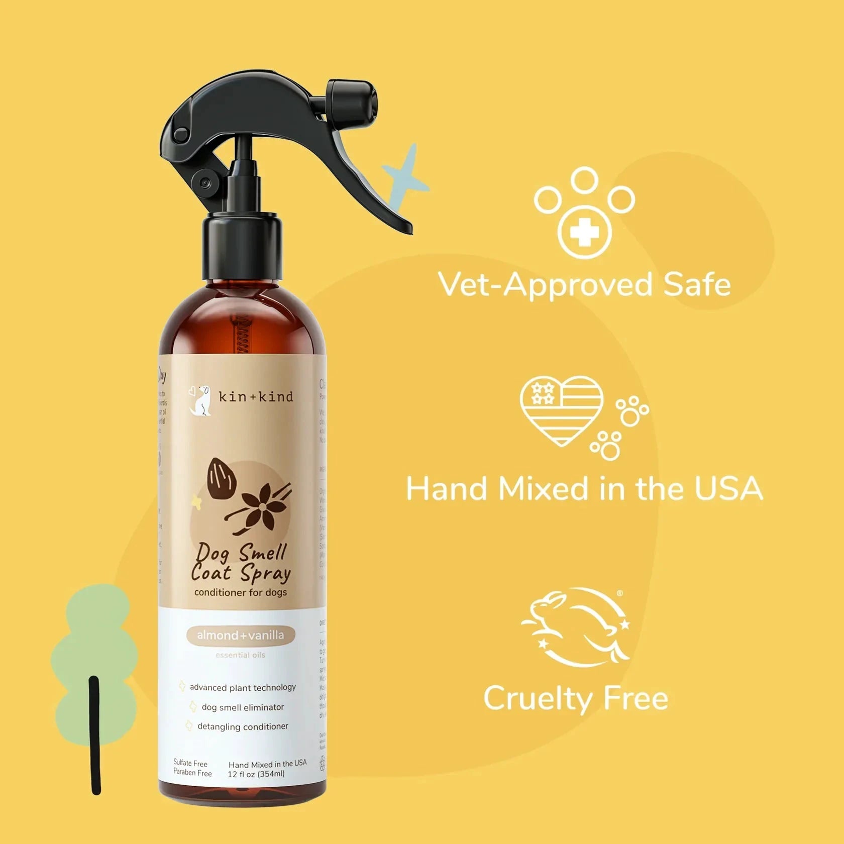 Kin + Kind Coat Spray for Dog Smells - Almond+Vanilla by Kin+Kind