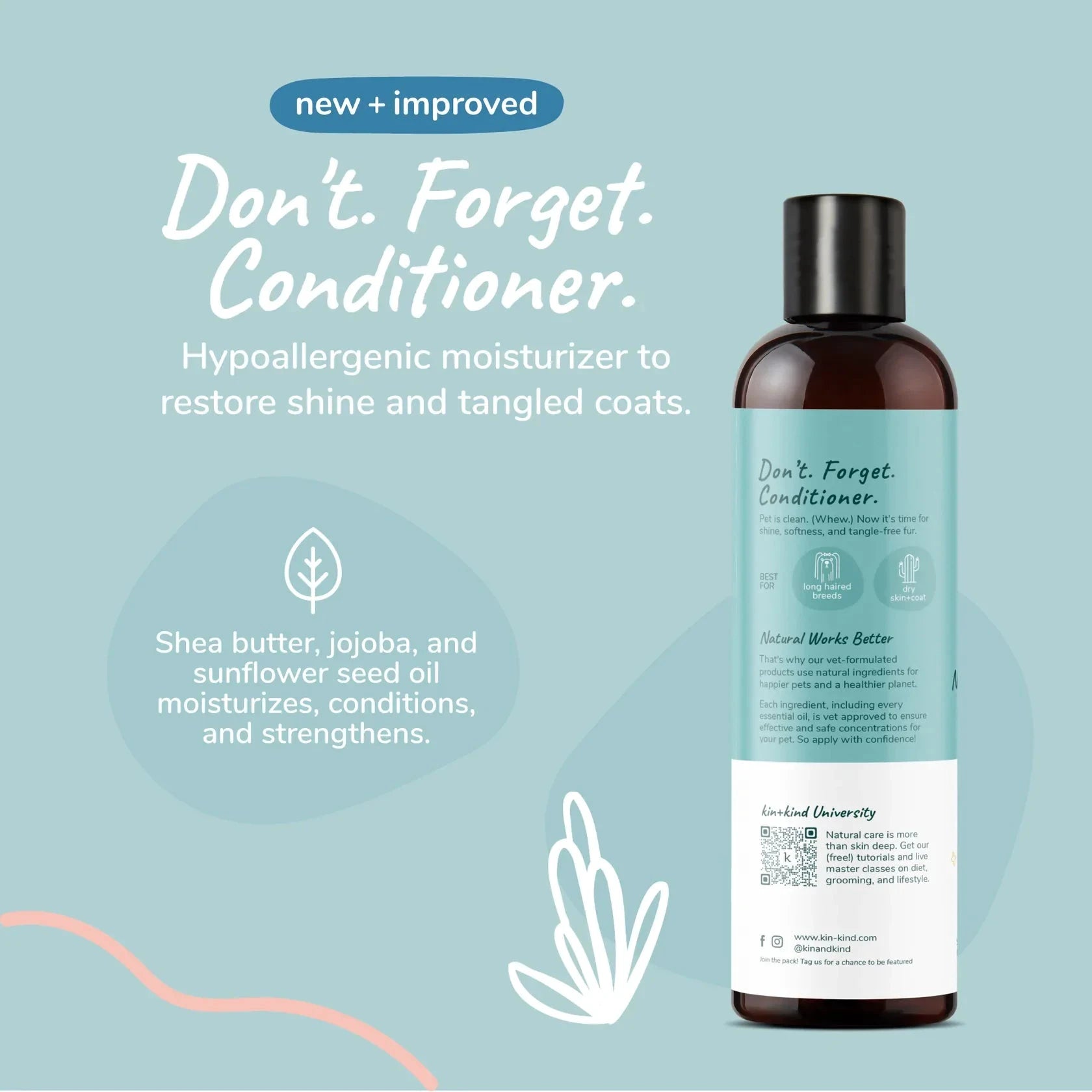 Moisturizing Conditioner for Dogs & Cats (Unscented) by Kin+Kind