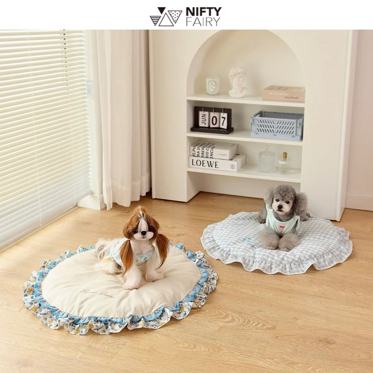 Coussin pour animaux de compagnie à carreaux kaki Minan