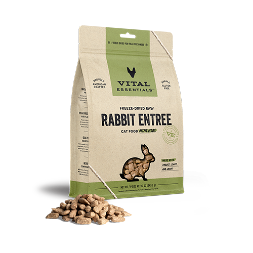 Vital Essentials® Freeze-Dried Raw Rabbit Entree for Cats (Mini Nibs & Mini Patties)