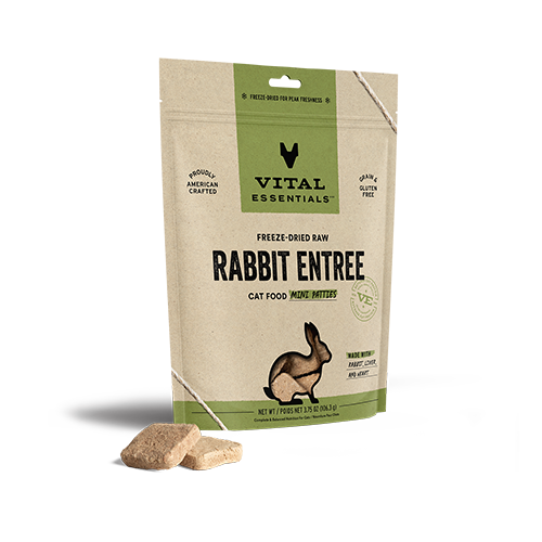 Vital Essentials® Freeze-Dried Raw Rabbit Entree for Cats (Mini Nibs & Mini Patties)