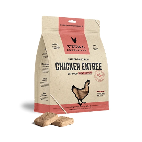 Vital Essentials® Freeze-Dried Raw Chicken Entree for Cats (Mini Nibs & Mini Patties) by Vital Essential