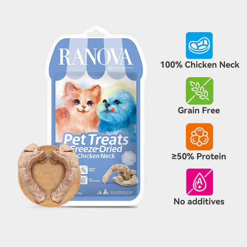 Ranova Pet Treats Freeze-Dried Chicken Neck for Dog & Cat