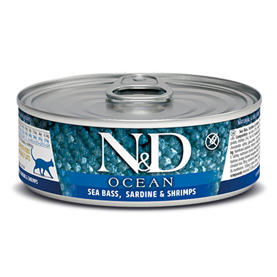 Farmina N&D Ocean - Nourriture humide pour chats - Bar, sardines et crevettes 79 g
