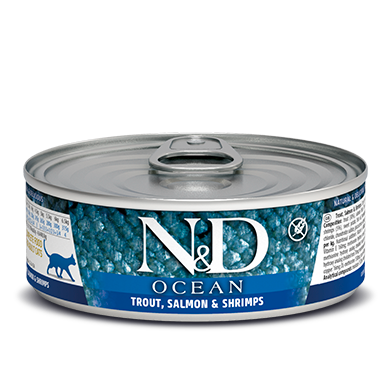 Farmina N&D Ocean Trout, Salmon & Shrimp Cat Wet Food 24x2.8oz Pack by Farmina