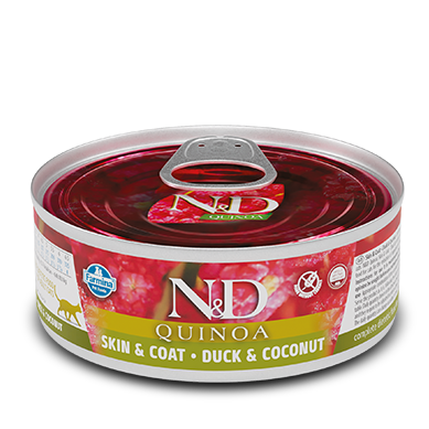 Farmina N&D Quinoa - Nourriture humide pour chats - Peau et pelage Canard et noix de coco 2,8 oz