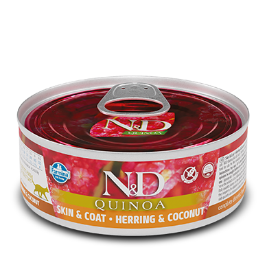 Farmina N&D Quinoa - Nourriture humide pour chats - Peau et pelage, hareng et noix de coco 79 g