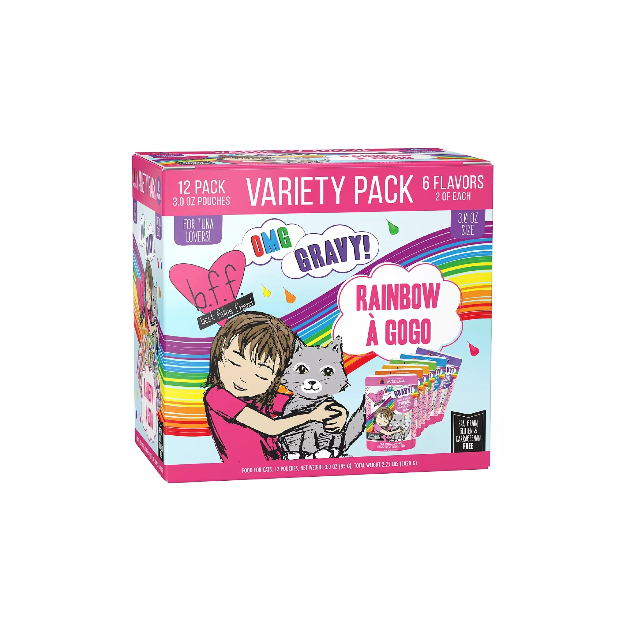 Weruva Best Feline Friend OMG Rainbow A Gogo Variety Pack (12*3oz pouches) by Weruva