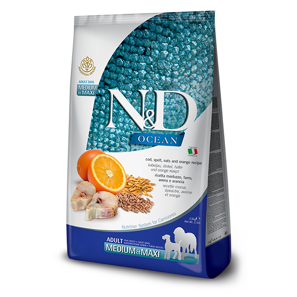Farmina N&D Ancestral Grain Ocean Cod & Orange Med/Maxi Dog Food