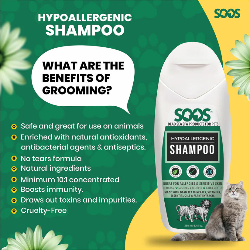 Soos Pets Natural Dead Sea Hypoallergenic Pet Shampoo For Dogs & Cats 500ml