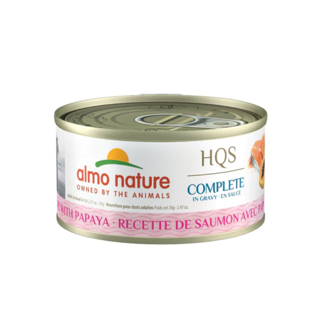 Almo Nature HQS Complete Salmon Recipe with Papaya in gravy Cat Can 70g