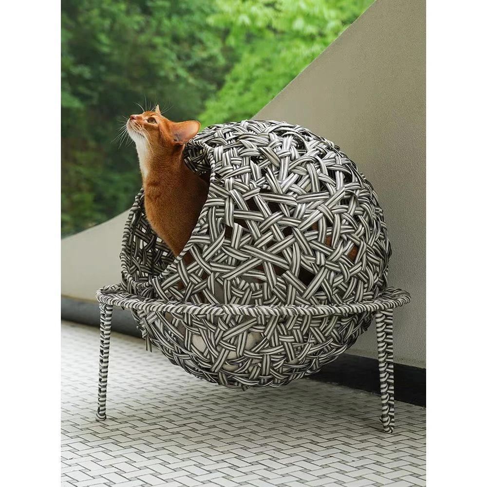 Zeze Woven Hammock Cat Bed Gray