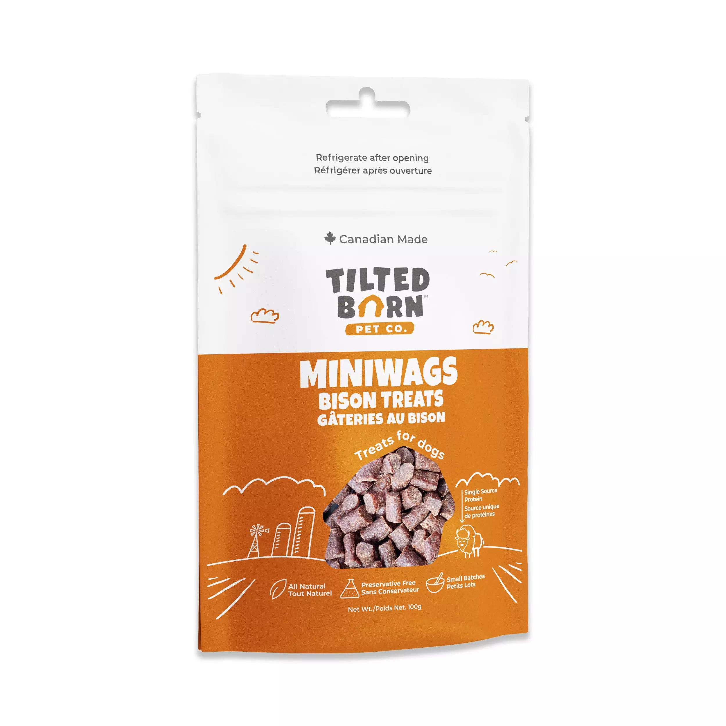 Tilted Barn Canadian Bison MiniWags Dog Treats 100g