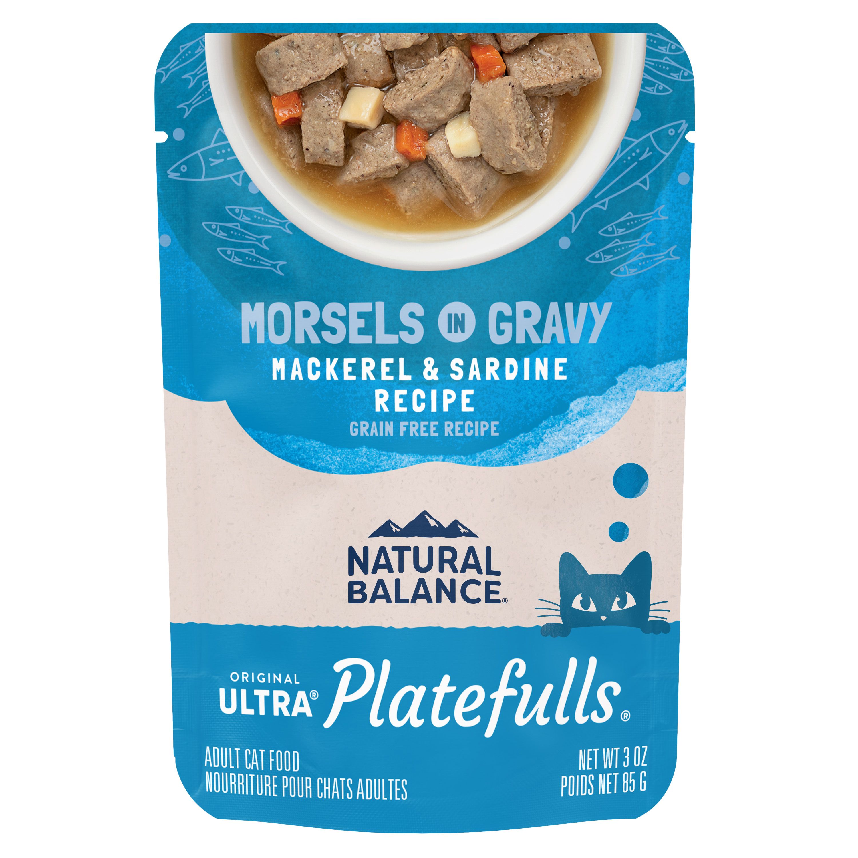 Natural Balance Platefulls Mackerel & Sardine Recipe Morsels in Gravy for Cat