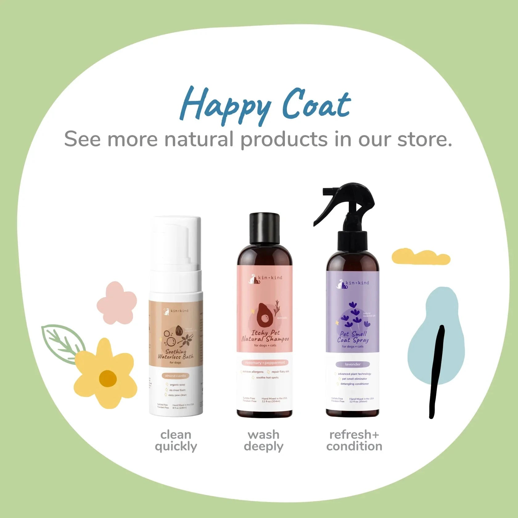 Kin + Kind Coat Spray for Dog Smells - Almond+Vanilla by Kin+Kind