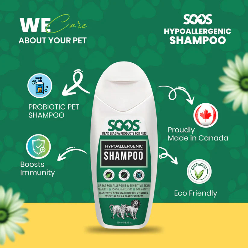 Soos Pets Natural Dead Sea Hypoallergenic Pet Shampoo For Dogs & Cats 500ml