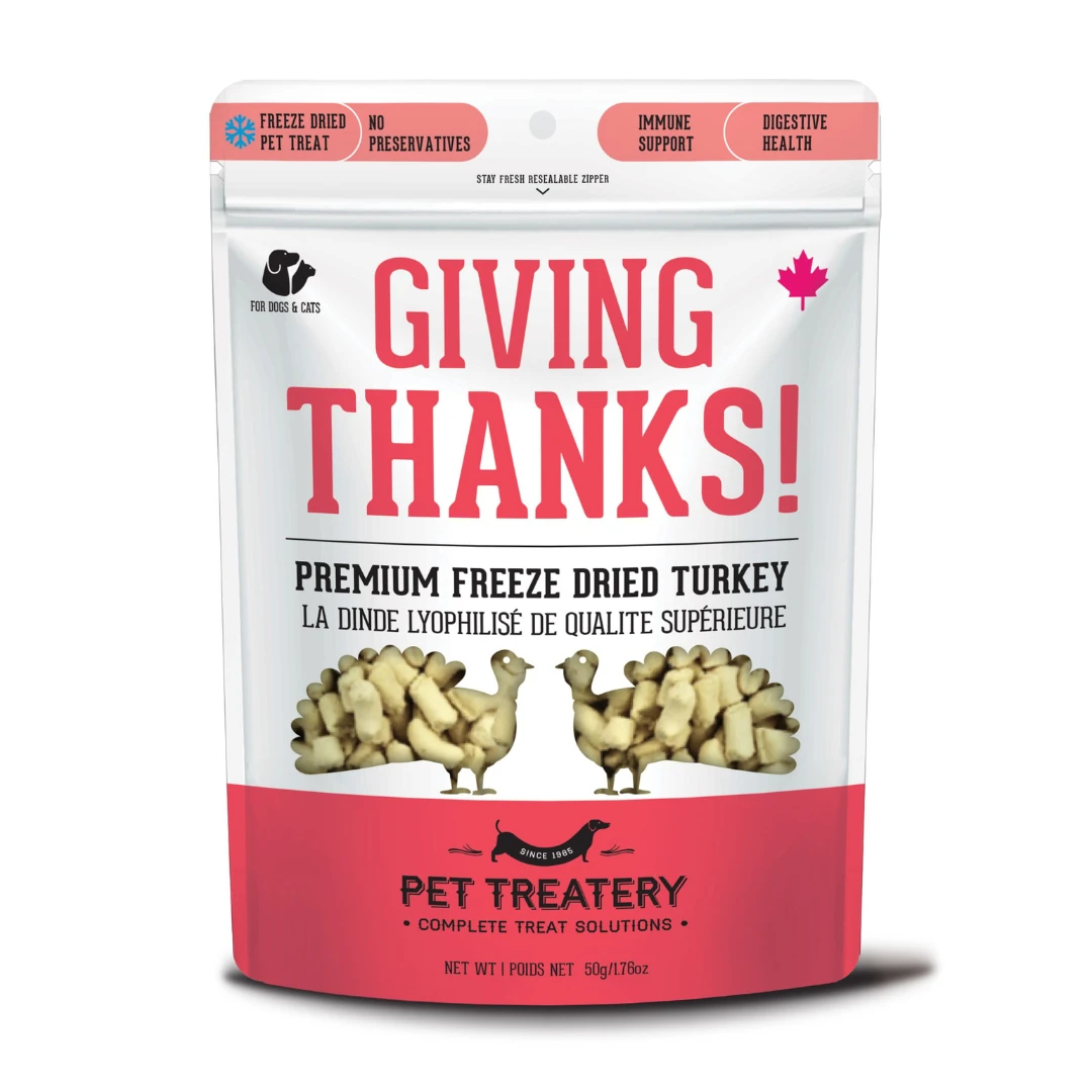The Granville Island Giving Thanks! Premium Freeze Dried Turkey Treats for Cats and Dog 50g by Granville