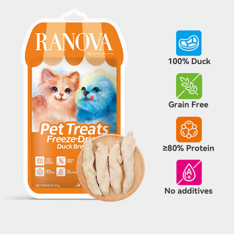 Ranova Freeze-Dried Pet Treats Whole Duck Filet For Dog & Cat