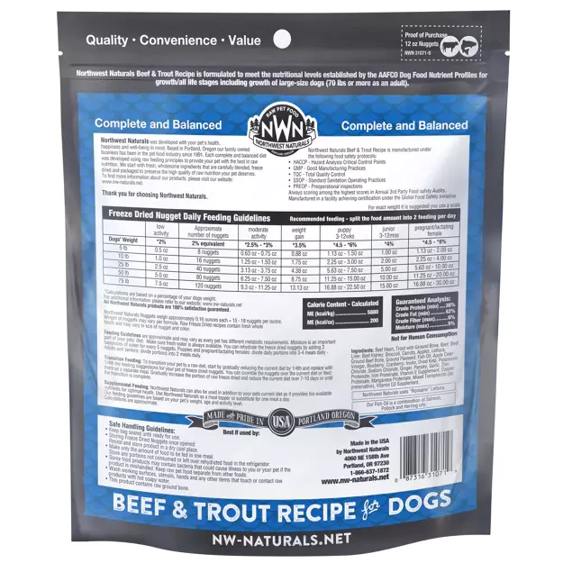 Northwest Naturals Freeze Dried Nuggets Beef & Trout Recipe for Dogs by Northwest Naturals