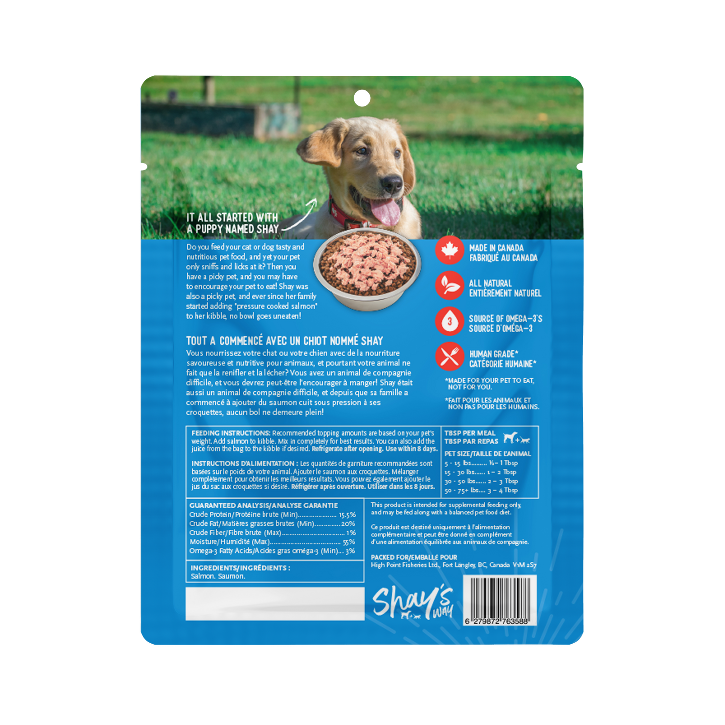 Garniture de repas humide au saumon de l'Atlantique Shay's Way