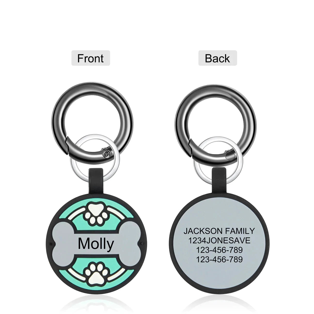 Petgent Personalized Rubber Round Bone Tag by Petgent