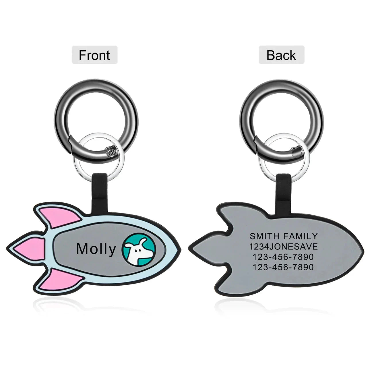 Petgent Personalized Rocket Ship Rubber ID by Petgent