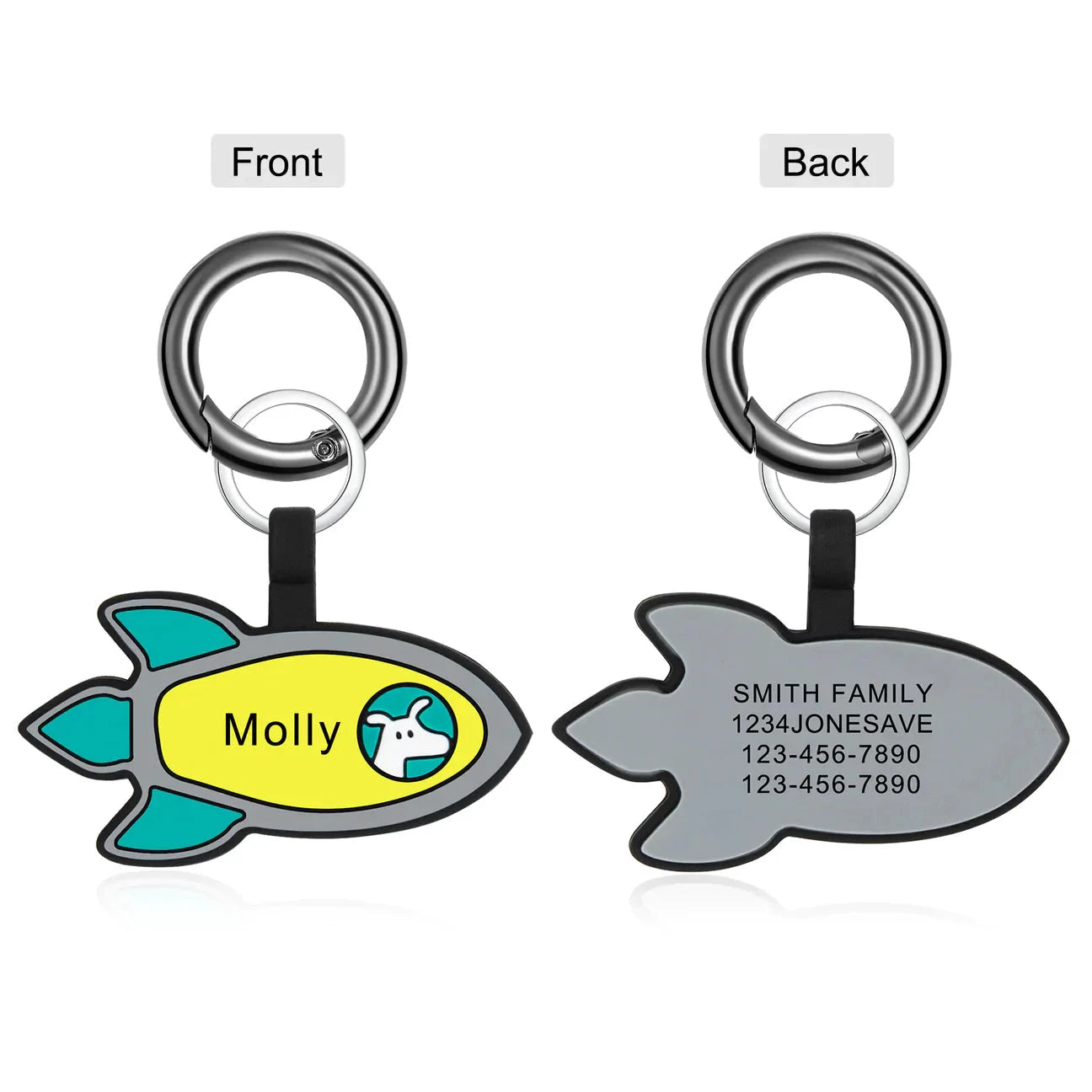 Petgent Personalized Rocket Ship Rubber ID by Petgent