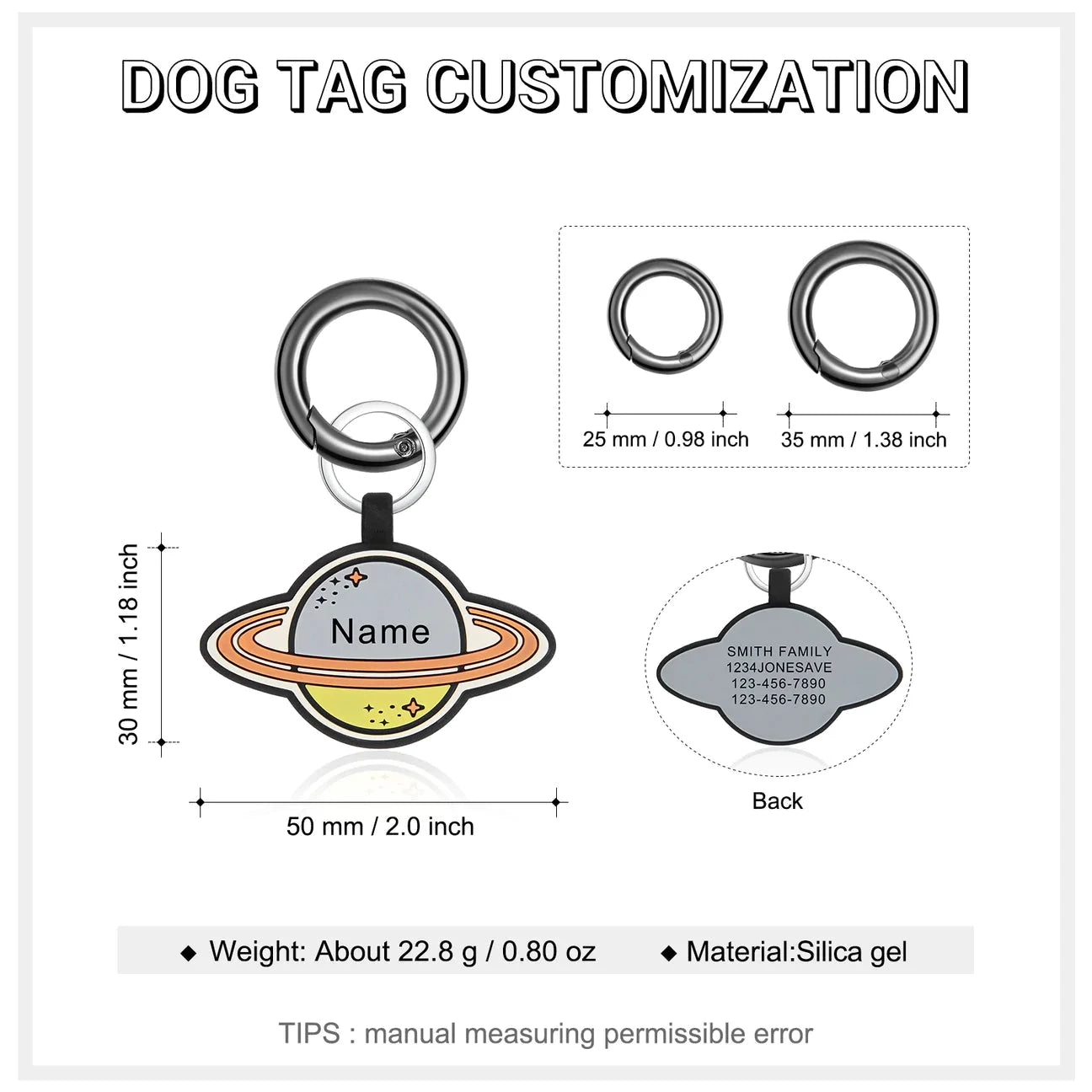 Petgent Personalized Planet Brown Ring Dog ID Tag by Petgent