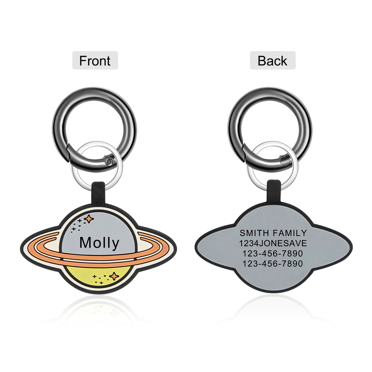 Médaille d'identification personnalisée pour chien Petgent Planet Brown Ring