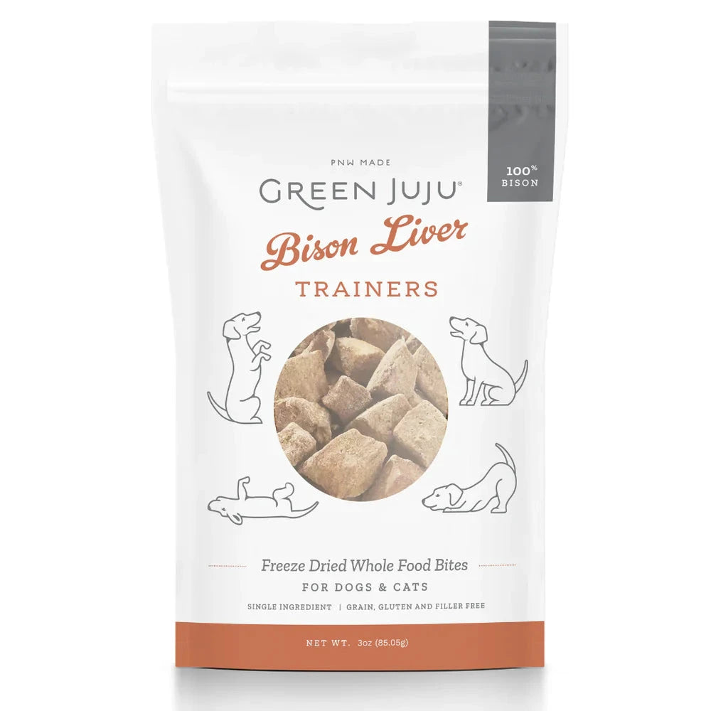 Foie de bison lyophilisé à ingrédient unique Green Juju pour chiens et chats 85 g