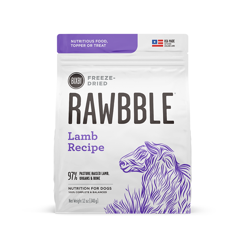 Croquettes lyophilisées pour chiens Bixbi Rawbble - Recette à l'agneau