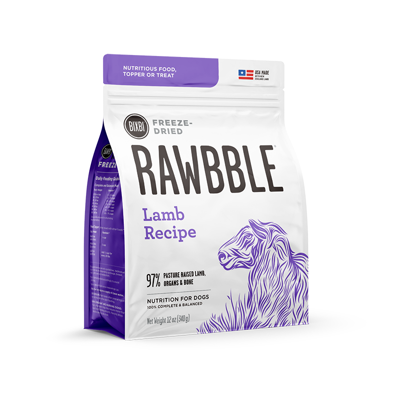 Croquettes lyophilisées pour chiens Bixbi Rawbble - Recette à l'agneau