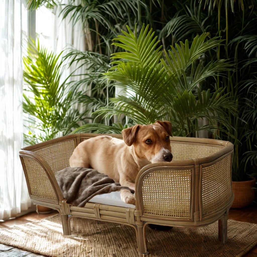 Chaiyat Boutique Boho Bliss Rattan Pet Bed by Chaiyat Boutique