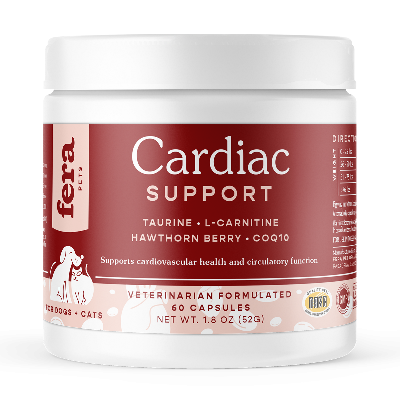 Fera Cardiac Support for Dogs & Cats – 60 Capsules