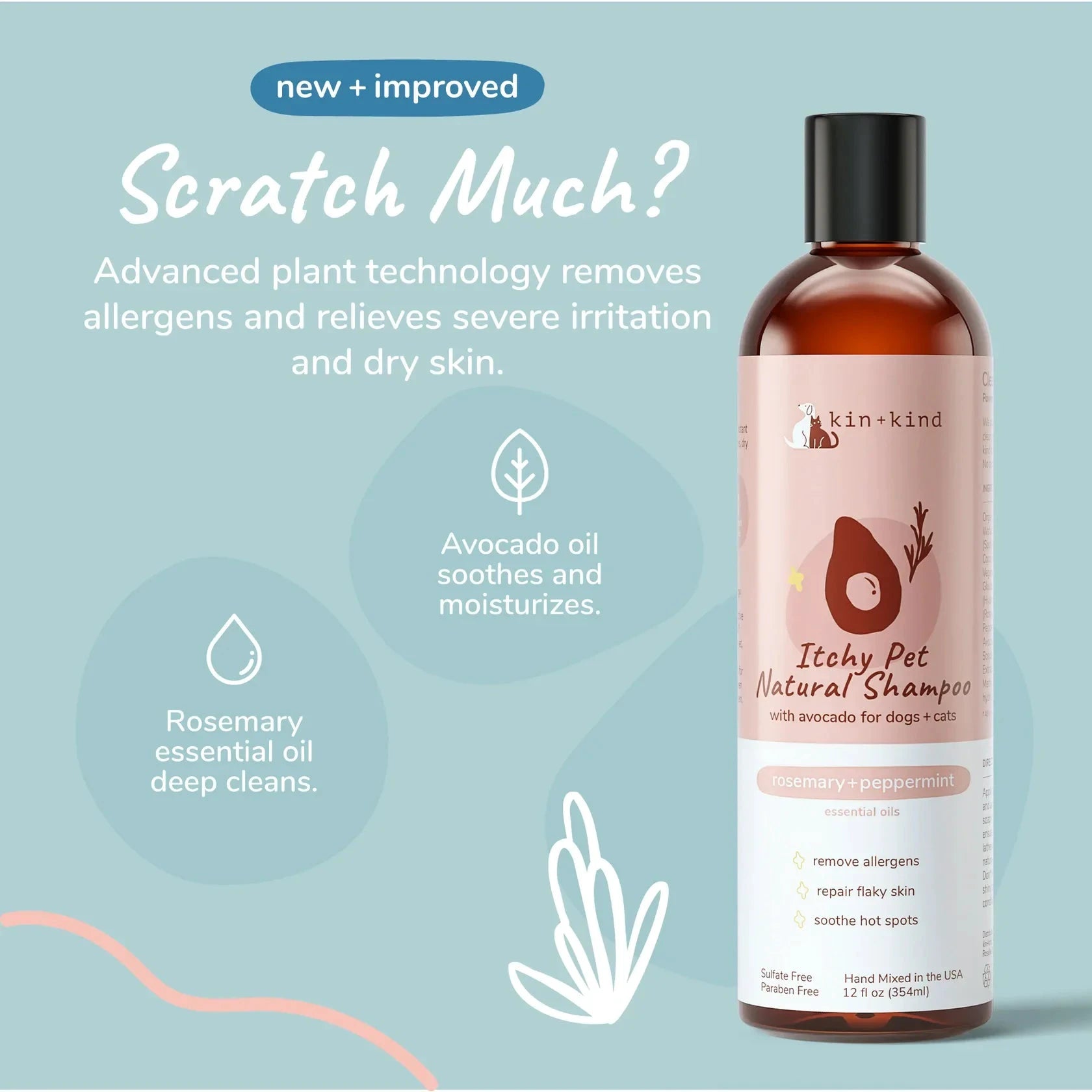 Kin + Kind Itchy Pet Shampoo (Rosemary+Peppermint) by Kin+Kind