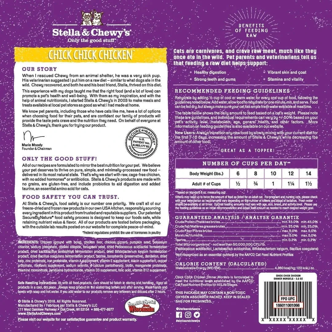 Morceaux de poulet crus lyophilisés de Stella & Chewy's Chick