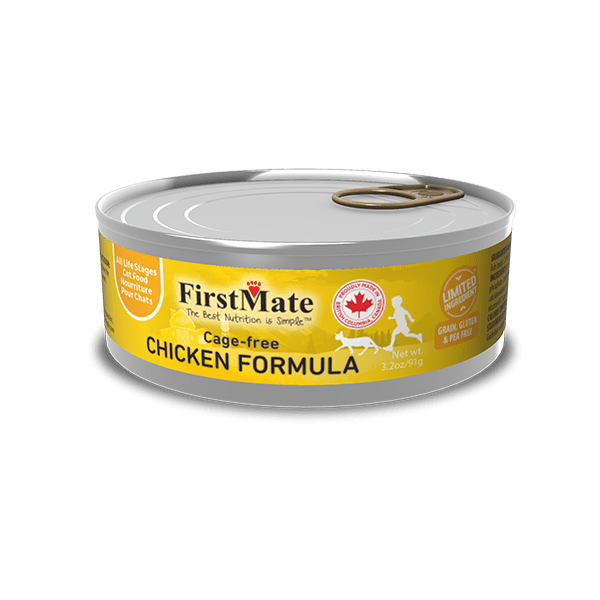 Nourriture en conserve FirstMate pour chats, formule poulet sans cage, ingrédients limités, 150 g