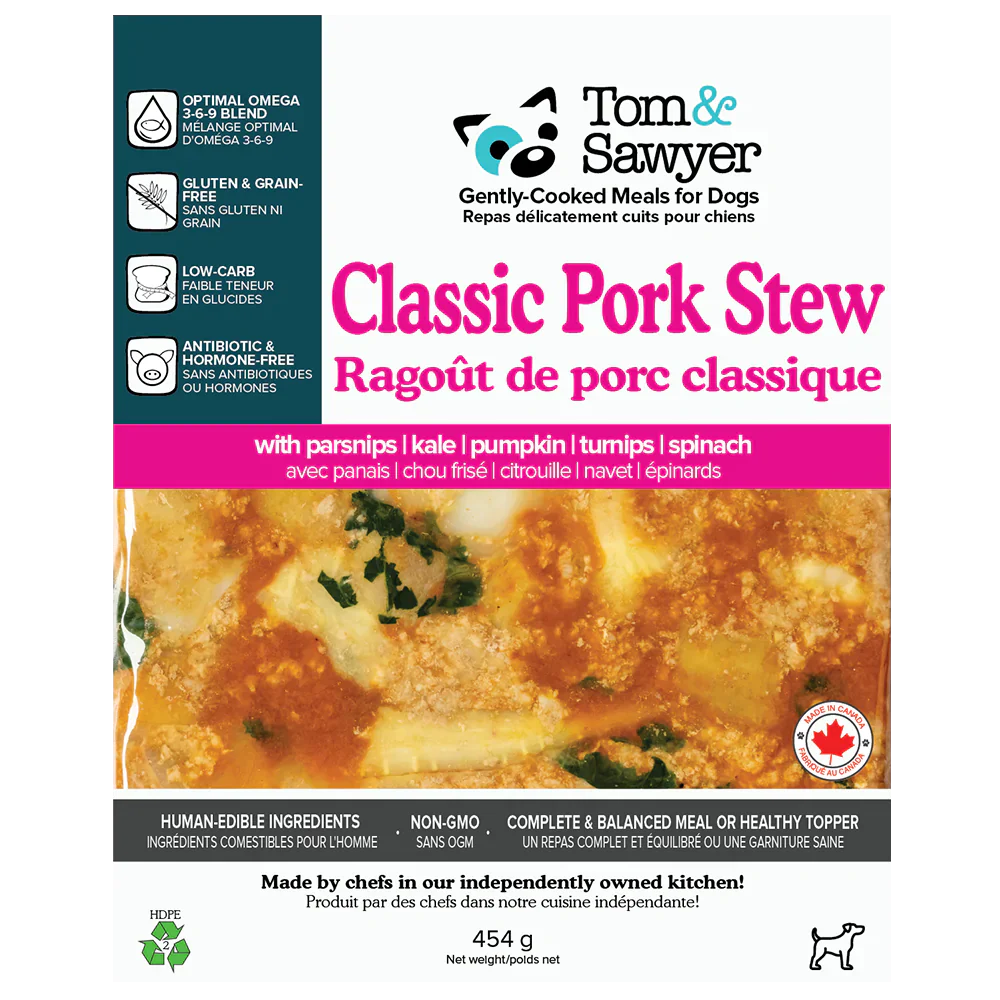 Tom&Sawyer Classic Pork Stew Gently-cooked Frozen Meals for Dogs
